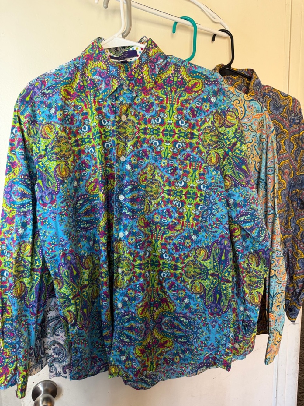(3) Alan Flusser Style Colorful Statement paisley Shirts bundle - Picture 5 of 8